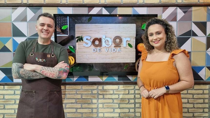 Chef Lém e Bianca Láua no cenário do programa