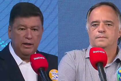 Carlos Viana e Mauro Tramonte em trechos do debate na Itatiaia