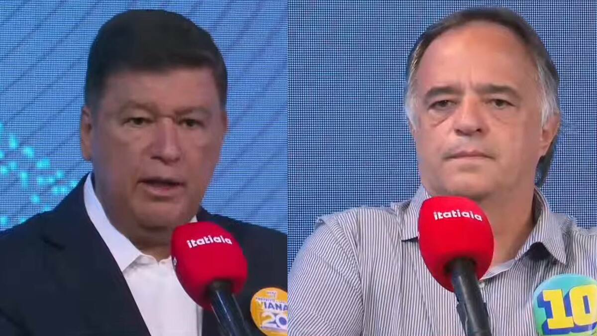 Carlos Viana e Mauro Tramonte em trechos do debate na Itatiaia
