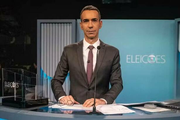 Cesar Tralli no estúdio do Debate na Globo