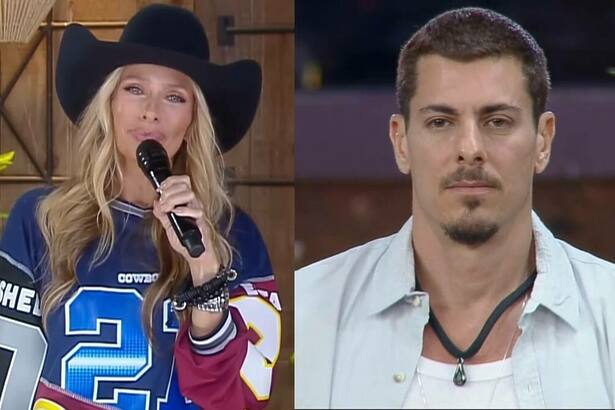 Galisteu e Sacha em uma montagem na A Fazenda