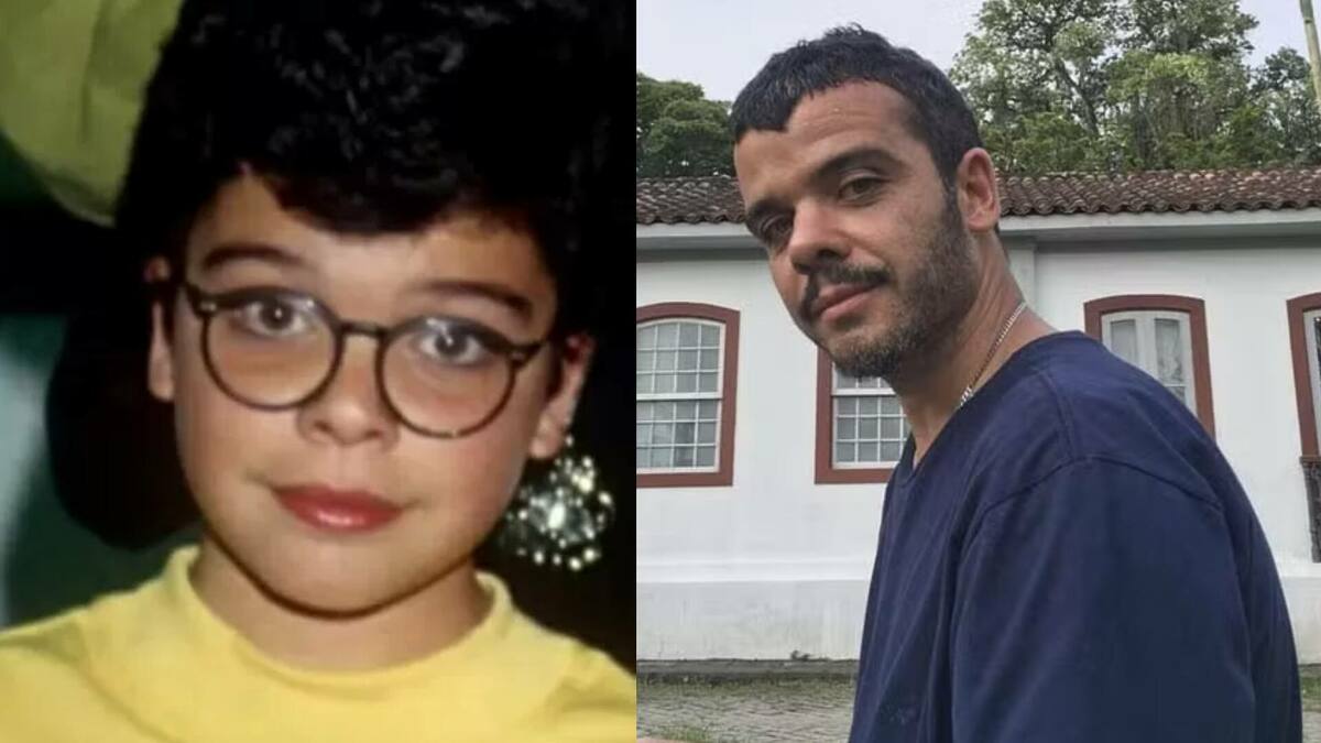 João Rebello em uma montagem, quando criança e atualmente