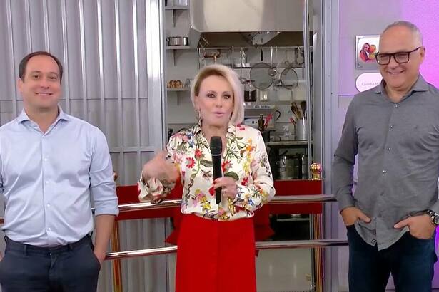 Paulo Marinho, Ana Maria Braga e Amauri Soares na nova cozinha do Mais Você