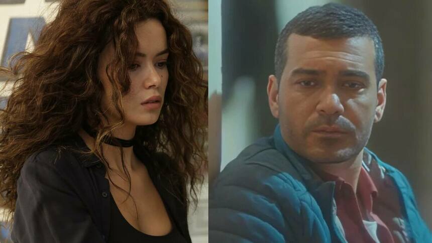 Sarp (Caner Cindoruk) e Sirin (Seray Kaya) em uma montagem na novela Força de Mulher