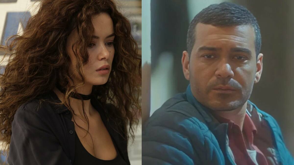 Sarp (Caner Cindoruk) e Sirin (Seray Kaya) em uma montagem na novela Força de Mulher