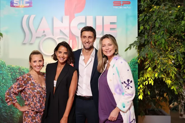 Sofia Alves, Sara Matos, Daniel de Oliveira e Luana Piovani na coletiva de imprensa da novela Sangue Oculto