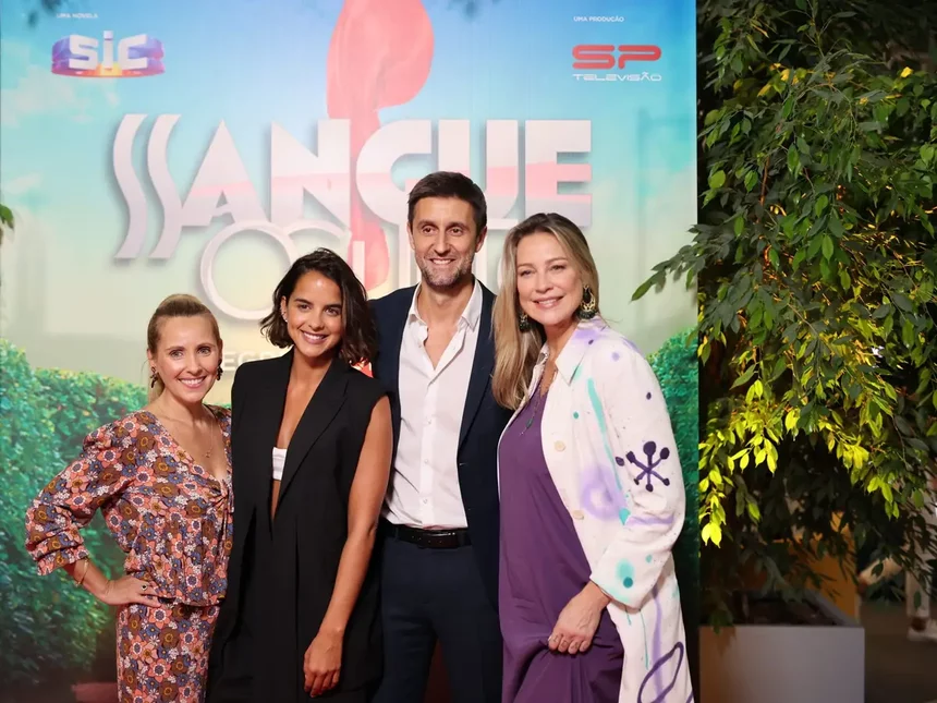 Sofia Alves, Sara Matos, Daniel de Oliveira e Luana Piovani na coletiva de imprensa da novela Sangue Oculto