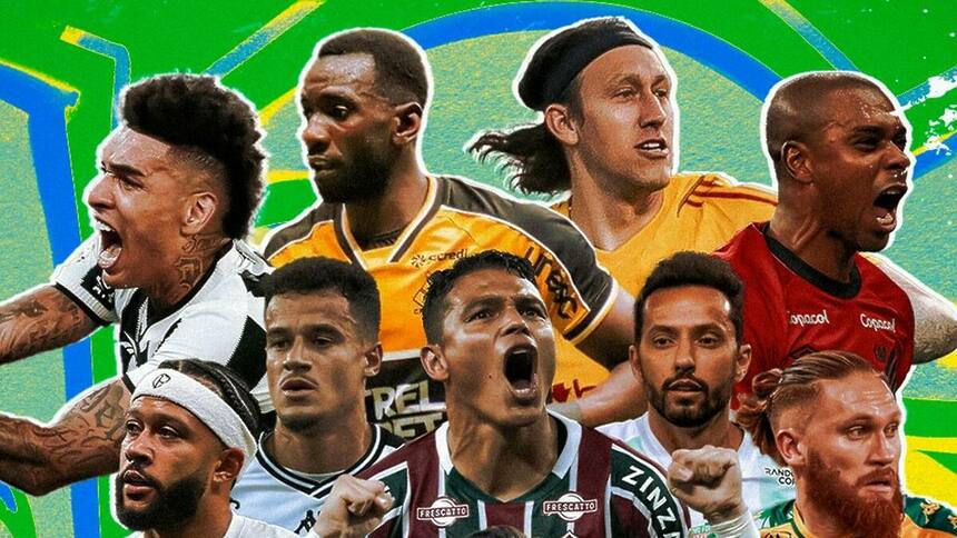 Jogadores na arte do Brasileirão na CazéTV