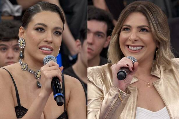 Beatriz Reis e Daniela Lima, em uma montagem, com trechos do Altas Horas