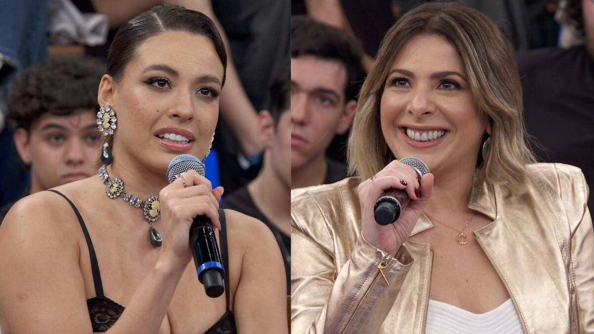 Beatriz Reis e Daniela Lima, em uma montagem, com trechos do Altas Horas