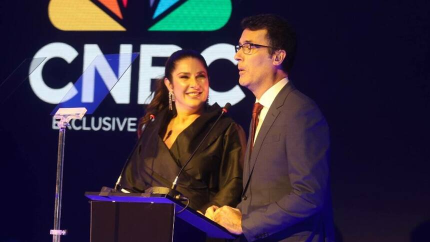 Christiane Pelajo e Fabio Turci no evento de lançamento da CNBC Brasil