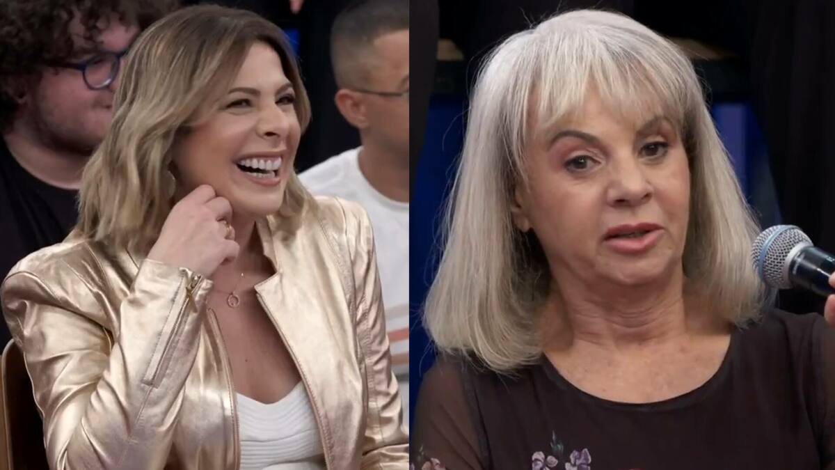 Daniela Lima e sua mãe participando do Altas Horas