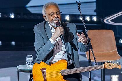 Gilberto Gil no estúdio do Caldeirão