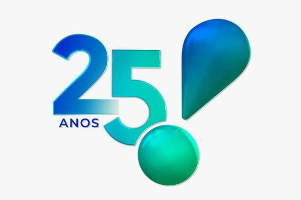 Logo da RedeTV com o especial da marca dos 25 anos