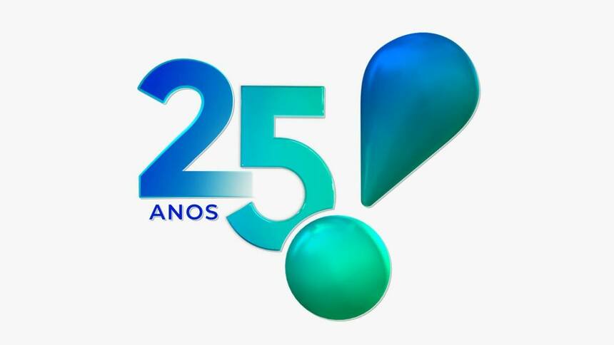 Logo da RedeTV com o especial da marca dos 25 anos