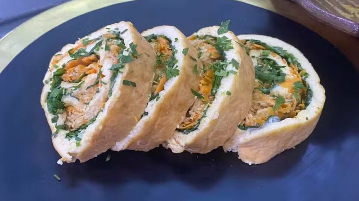 Rocambole com massa de arroz no Mais Você