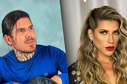 Montagem do rapper KT Gomez e Ana Paula Minerato com a cara fechada