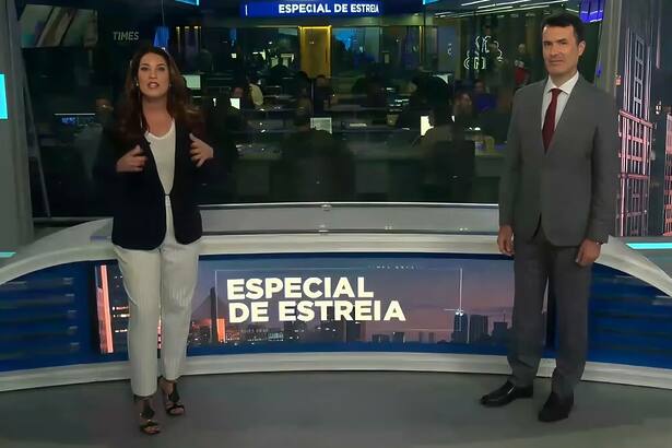 Christiane Pelajo e Fabio Turci no cenário do Times Brasil CNBC