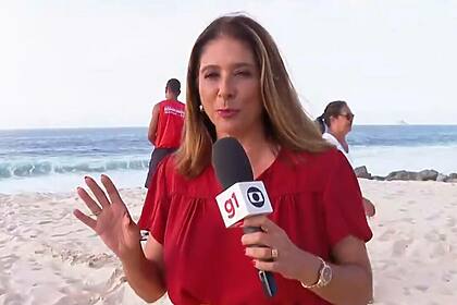 Adriana Rezende em entrada ao vivo no Bom Dia RJ, direto da Praia de Ipanema