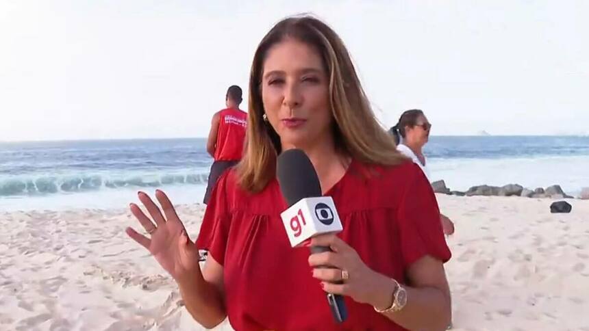 Adriana Rezende em entrada ao vivo no Bom Dia RJ, direto da Praia de Ipanema