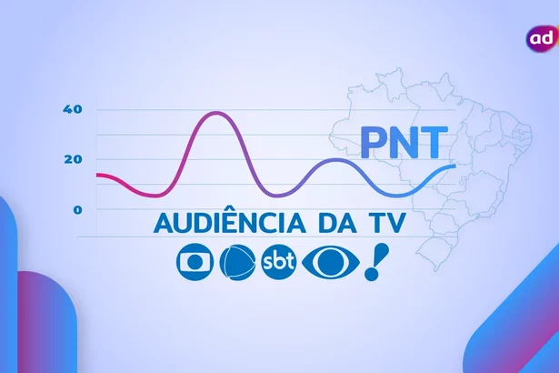 Arte gráfica com o logo das emissoras TV Globo, RECORD, SBT, Band e RedeTV! na audiência da TV do PNT