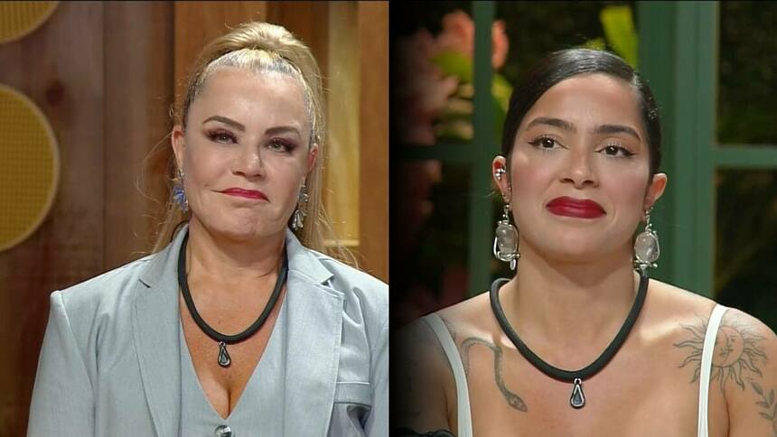 Flor Fernandez e Luana emocionadas na noite de eliminação de A Fazenda 16