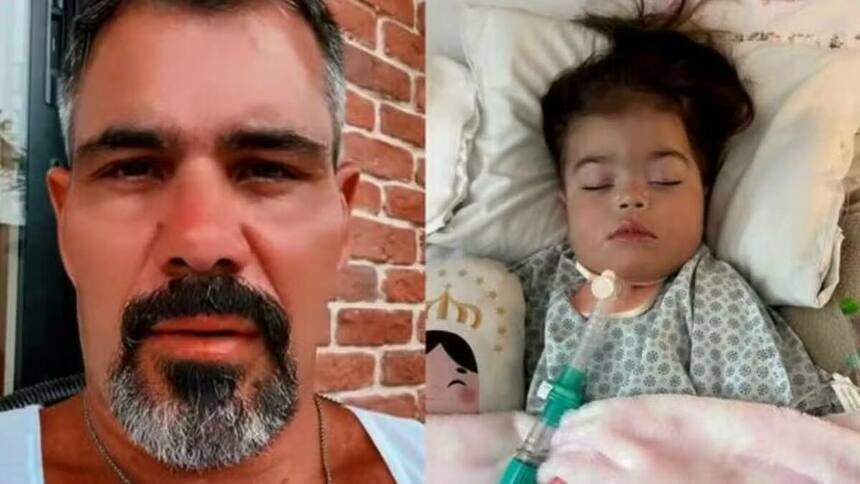 Juliano Cazarré e a filha Maria Guilhermina em uma montagem