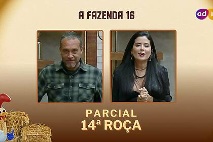 Juninho e Vanessa na arte parcial 14ª roça de A Fazenda