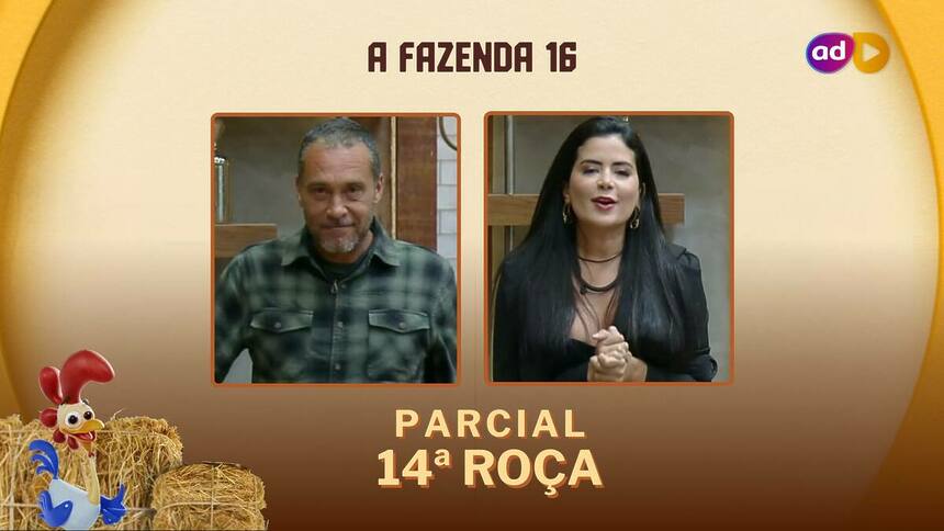 Juninho e Vanessa na arte parcial 14ª roça de A Fazenda