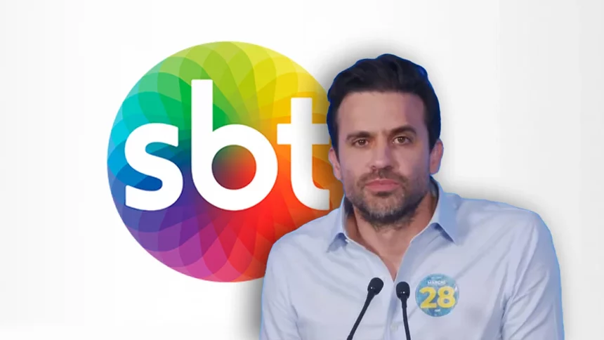 Pablo Marçal ao lado do logo do SBT