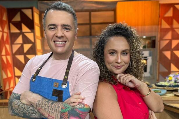 Chef Léo e Bianca Láua no estudio