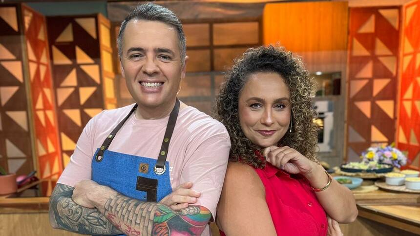 Chef Léo e Bianca Láua no estudio