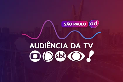 Logo das emissoras TV Globo, RECORD, SBT, Band e RedeTV! enfileirados na arte dos dados consolidados de audiência da TV de São Paulo