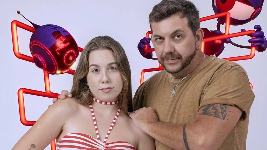 Edilberto e Raissa na arte do Paredão do BBB 25