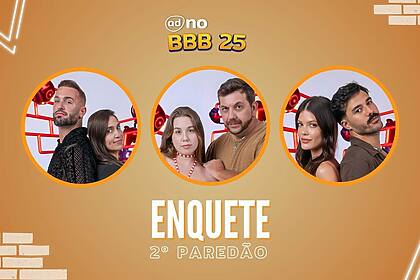 Diego e Daniele, Raíssa e Edilberto, e Vitória e Mateus na arte da enquete do 2º Paredão do BBB 25