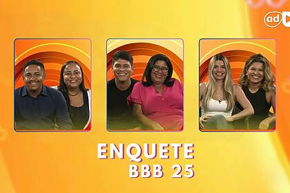 Duplas candidatas a uma vaga no BBB 25 sorridentes em arte da enquete do BBB 25