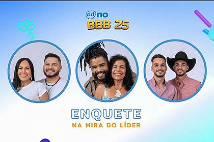 Arleane e Marcelo, Diogo e Vilma e João Pedro e João Gabriel na arte da enquete do Na Mira do Líder do BBB 25