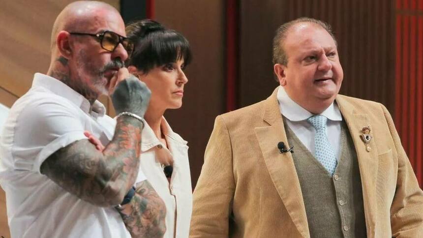 Erick Jacquin, Helena Rizzo e Henrique Fogaça em trecho do MasterChef