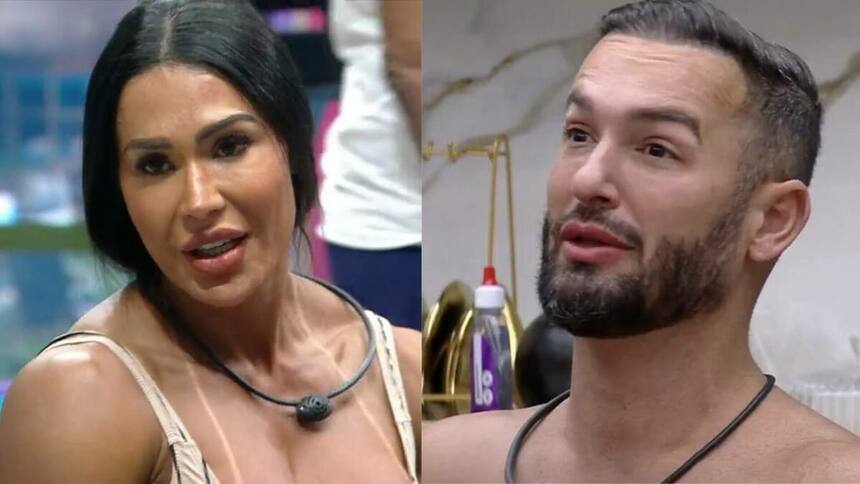 Gracyanne Barbosa e Diego Hypolito em uma montagem no BBB 25