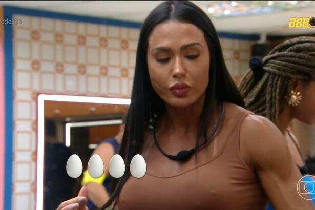 Gracyanne Barbosa com os ovos contabilizados na tela pela edição do BBB 25