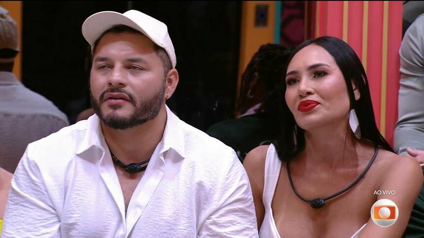 Marcelo e Arleane na eliminação do BBB 25