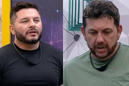 Marcelo e Edilberto em uma montagem no BBB 25