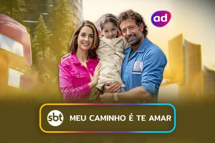 Protagonistas Daniela e Memo juntos na arte do resumo de Meu Caminho É Te Amar