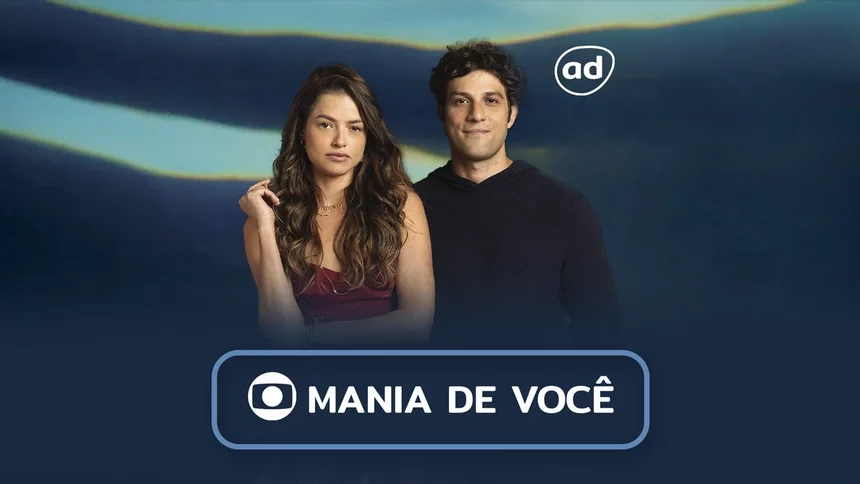 Protagonistas da novela Mania de Você na arte do resumo diário