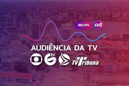 Logo das emissoras TV Globo, RECORD/TV Guararapes, SBT/TV Jornal, Band/TV Tribuna e RedeTV! enfileirados na arte dos dados consolidados de audiência da TV de Recife