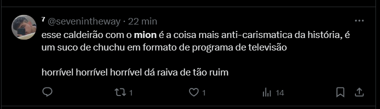 Comentários no X contra o Caldeirão com Mion