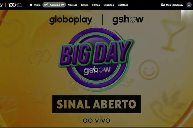 Tela do ao vivo do Big Day no Globoplay