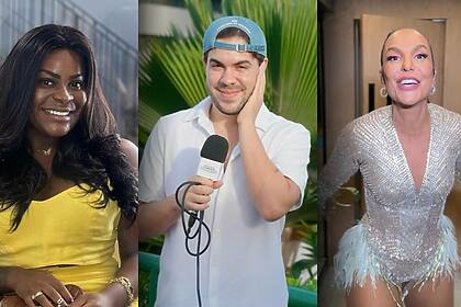 Jojo Todynho, Alvaro e Ivete Sangalo em montagem. Jojo está de blusa amarela, Alvaro usa Boné e Ivete veste vestido de pérolas