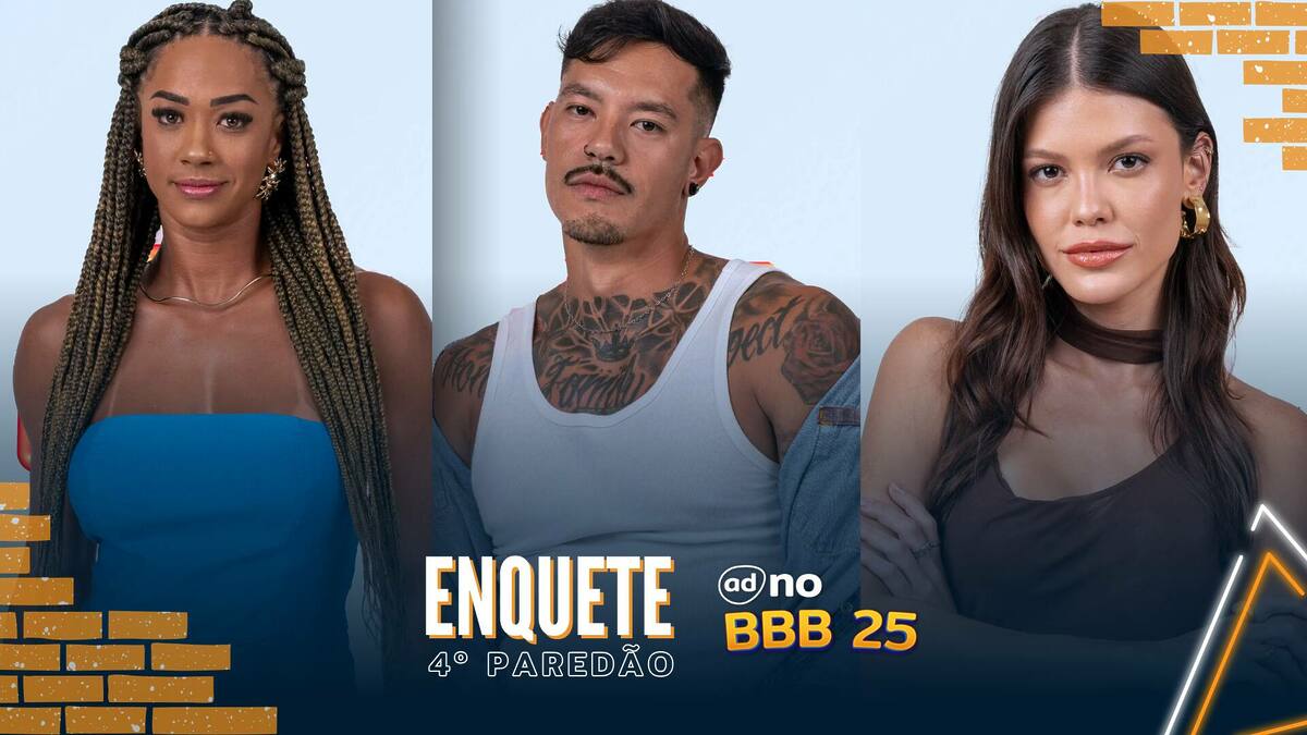 Aline, Gabriel e Vitória Strada na arte da enquete do 4 paredão