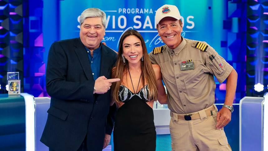 Datena e Comandante Hamilton, ao lado de Patricia Abravanel, no Programa Silvio Santos